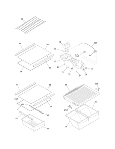 Shelves Diagram and Parts List for CFHT1843LW9  Frigidaire Refrigerator