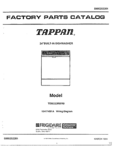 24" Built-in Dishwasher Diagram and Parts List for 68-1075  Frigidaire Dishwasher