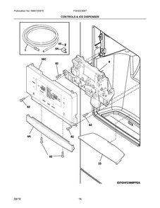 Controls & Ice Dispenser Diagram and Parts List for FGHD2368TF0  Frigidaire Refrigerator