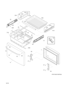 Freezer Drawer, Baskets Diagram and Parts List for FFHB2740PSBA  Frigidaire Refrigerator