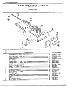 Broiler Pan Diagram and Parts List for 2418A  Frigidaire Range