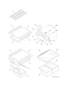 Shelves Diagram and Parts List for FTMD18P4KB9  Frigidaire Refrigerator