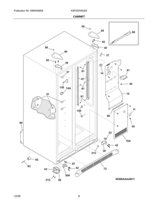 Cabinet Diagram and Parts List for KSPZ25V9GS3  Frigidaire Refrigerator
