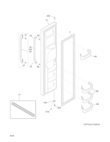 Freezer Door Diagram and Parts List for FFSS2314QE8A  Frigidaire Refrigerator