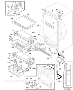 Cabinet Diagram and Parts List for FGRU19F6QF  Frigidaire Refrigerator