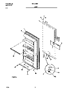 Door Diagram and Parts List for GFU21M4GW1  Gibson Freezer