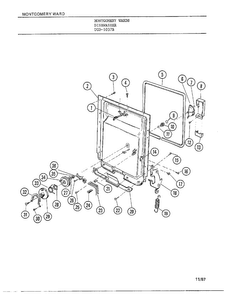 Dishwasher Page 3 Diagram and Parts List for 1037B  Frigidaire Dishwasher
