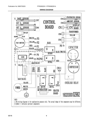Wiring Diagram Diagram and Parts List for FFRS0822S1A1  Frigidaire Air Conditioner
