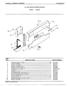 Backguard Page 2 Diagram and Parts List for 32-0127  Frigidaire Range
