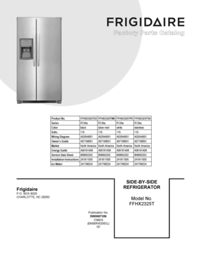 01 - COVER SHEET Diagram and Parts List for FFHX2325TE0  Frigidaire Refrigerator