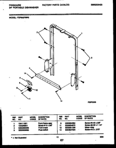 Motor And Front Frame Assembly Diagram and Parts List for FDP652RBR0  Frigidaire Dishwasher