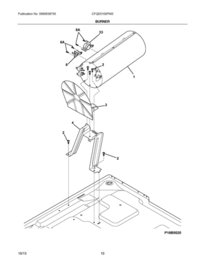 06 - BURNER Diagram and Parts List for CFQE5100PW0  Frigidaire Dryer