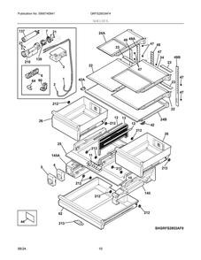 Shelves Diagram and Parts List for GRFS2853AF4  Frigidaire Refrigerator