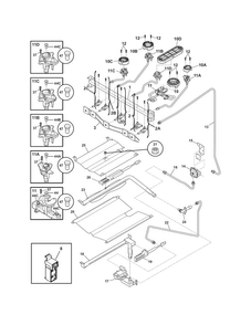 Burner Diagram and Parts List for FPGF3081KFN  Frigidaire Range