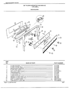 30" Floor/backguard Diagram and Parts List for 2458A  Frigidaire Range