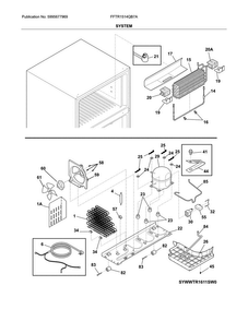 System Diagram and Parts List for FFTR1514QB7A  Frigidaire Refrigerator