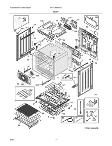Body Diagram and Parts List for PCFE3080AFB  Frigidaire Range