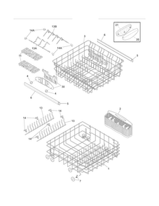 Racks Diagram and Parts List for LGBD2432LW0B  Frigidaire Dishwasher