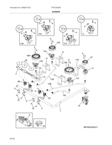 Burners Diagram and Parts List for FFGC3026SBB  Frigidaire Cooktop