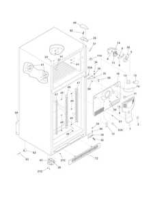 Cabinet Diagram and Parts List for FGHT1844PF0  Frigidaire Refrigerator