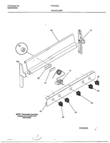 Backguard Diagram and Parts List for 2803-80B  Frigidaire Range