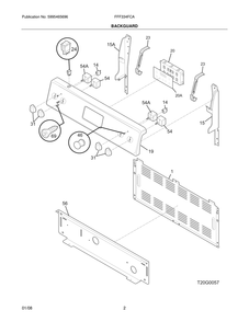 Backguard Diagram and Parts List for FFF334FCA  Frigidaire Range