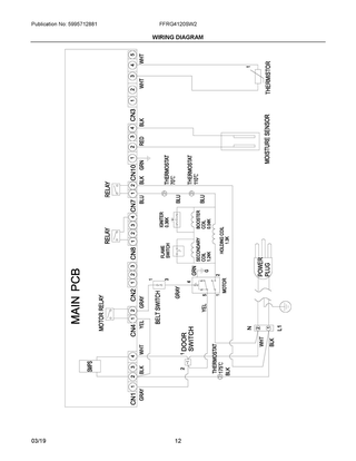 Wiring Diagram Diagram and Parts List for FFRG4120SW2  Frigidaire Dryer