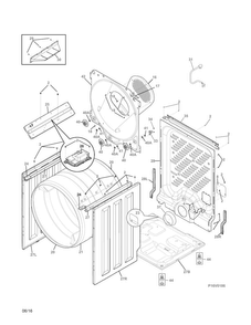 Cabinet/drum Diagram and Parts List for FFRG1001PW1  Frigidaire Dryer