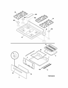 Top/drawer Diagram and Parts List for 79073439312  Kenmore Range