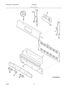 Backguard Diagram and Parts List for 70462040C  Frigidaire Range