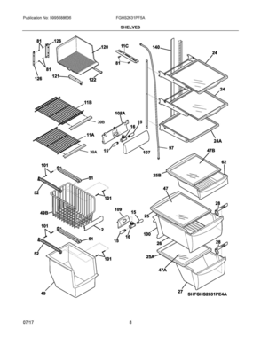 05 - SHELVES Diagram and Parts List for FGHS2631PF5A  Frigidaire Refrigerator