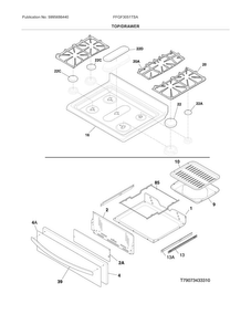 Top/drawer Diagram and Parts List for FFGF3051TSA  Frigidaire Range