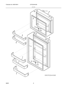 Door Diagram and Parts List for CRTE2044VW0  Frigidaire Refrigerator