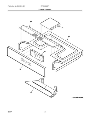 02 - Control Panel Diagram and Parts List for FFEW3025PBD  Frigidaire Wall Oven