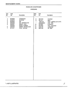 Room Air Conditioner Page 6 Diagram and Parts List for 5249G  Frigidaire Air Conditioner