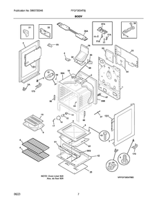 Body Diagram and Parts List for FFGF3054TBJ  Frigidaire Range