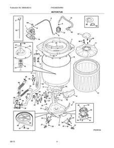 Motor/Tub Diagram and Parts List for FHE35BZEMW0  Frigidaire Washer