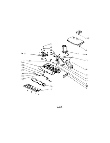 Part Location Diagram of 75922-1 Frigidaire Vacuum power head assembly