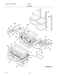 Shelves Diagram and Parts List for EI23BC51IB5  Electrolux Refrigerator