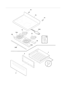 Top/drawer Diagram and Parts List for FFEF3018LBE  Frigidaire Range