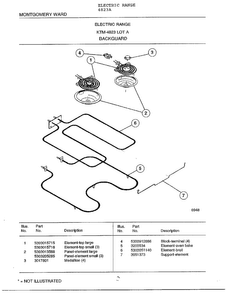 Backguard Diagram and Parts List for 4823A  Frigidaire Range