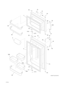 Doors Diagram and Parts List for FGHT1832PF4  Frigidaire Refrigerator