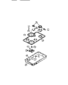 Control Panel, Top, Switches, Surface Units, Drip Pans Diagram and Parts List for FEC3X2XAWA  Frigidaire Cooktop