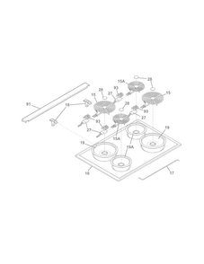 Main Top Diagram and Parts List for FFED3015PBA  Frigidaire Range