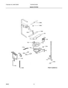 Wash System Diagram and Parts List for FDSP4401AS0A  Frigidaire Dishwasher