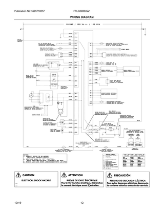 Wiring Diagram Diagram and Parts List for FFLG3900UW1  Frigidaire Washer Dryer Combo