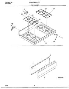 Top/drawer Diagram and Parts List for 284447A  Frigidaire Range