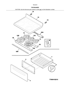 Top/drawer Diagram and Parts List for 79094184311  Kenmore Range