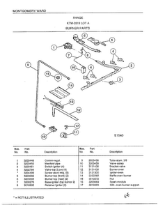 Range-burner Parts Diagram and Parts List for 2819A  Frigidaire Range