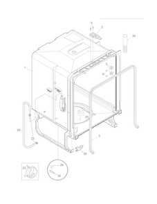 Tub Diagram and Parts List for FFBD2407LW1B  Frigidaire Dishwasher